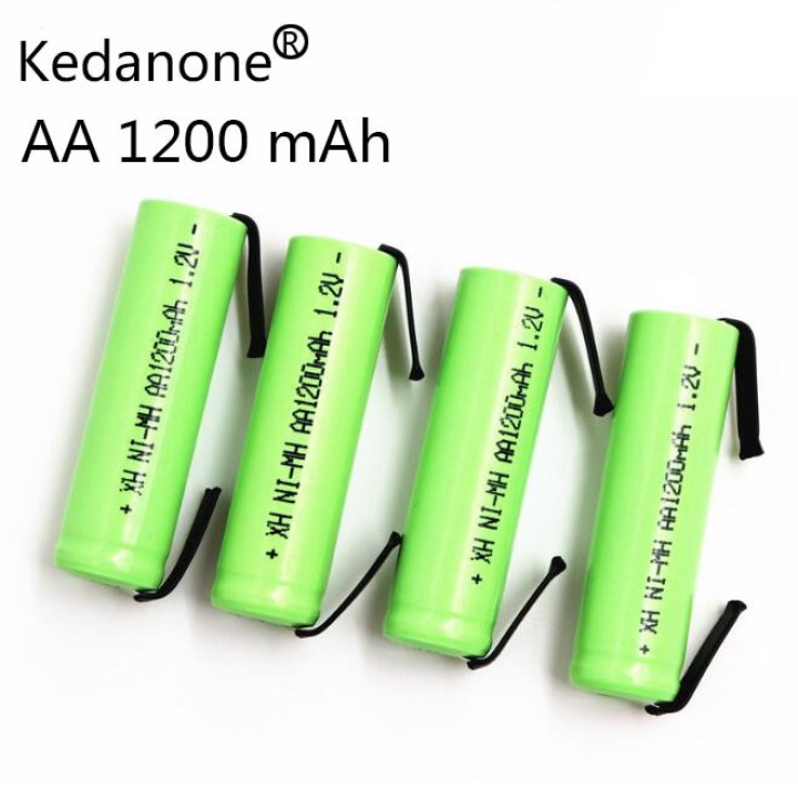 Batería recargable 1200mah 2A 1.2v lr06 aa am3 lr6 ni-mh con pata para diente de cepillo de afeitar