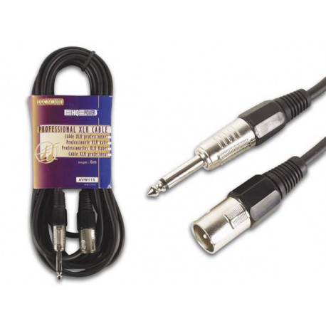 Professional xlr cable, xlr male to 6.35mm mono jack (6m) velleman - 1