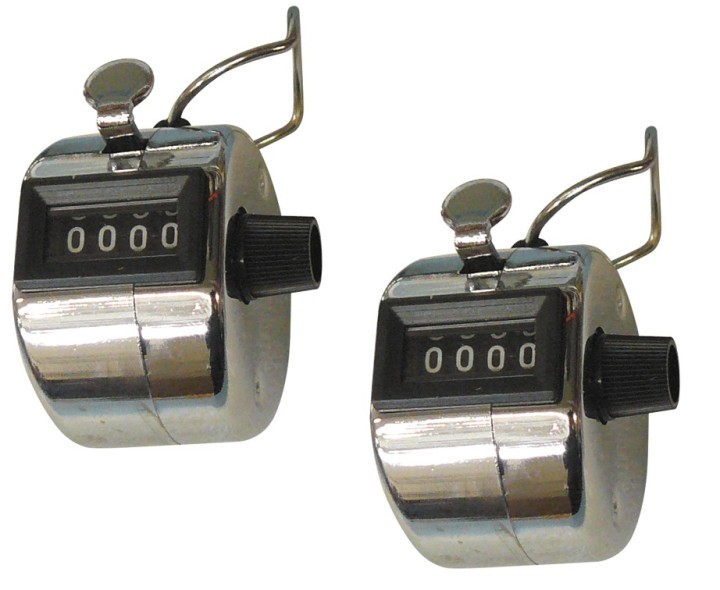 3 Chrome mechanical 4 digit counts 0-9999 hand held manual tally counter clicker golf moinkerin - 1