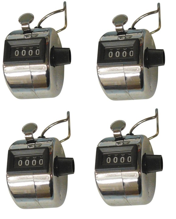 4 Chrome mechanical 4 digit counts 0-9999 hand held manual tally counter clicker golf dcolor - 7