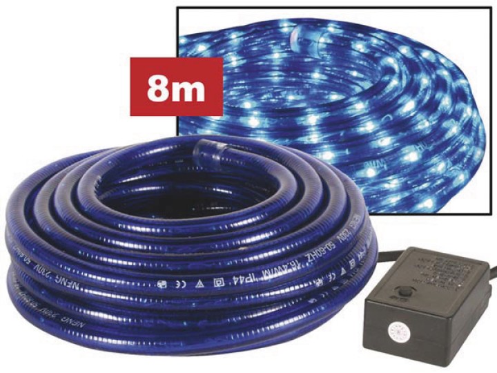Manguera luminosa 2 canales 8m azul + conector impermeable + controlador velleman - 1