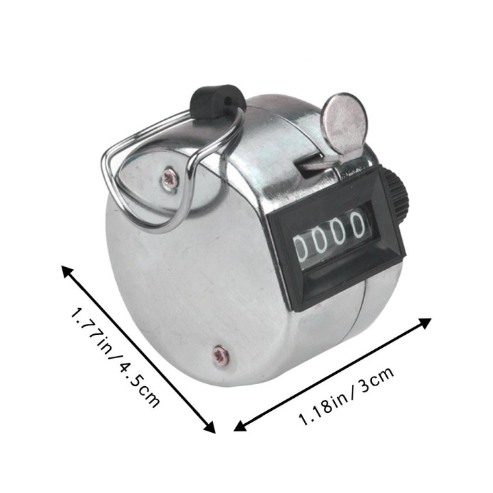 2 Chrome mechanical 4 digit counts 0-9999 hand held manual tally counter clicker golf velleman - 2