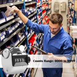 5 Chrome Heavy Duty Metal 4 Digit (0000 to 9999) Manual Handheld Tally Mechanical Click Counter/Tracker with Finger Ring, Resett