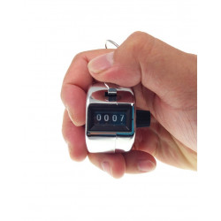 5 Chrome Heavy Duty Metal 4 Digit (0000 to 9999) Manual Handheld Tally Mechanical Click Counter/Tracker with Finger Ring, Resett