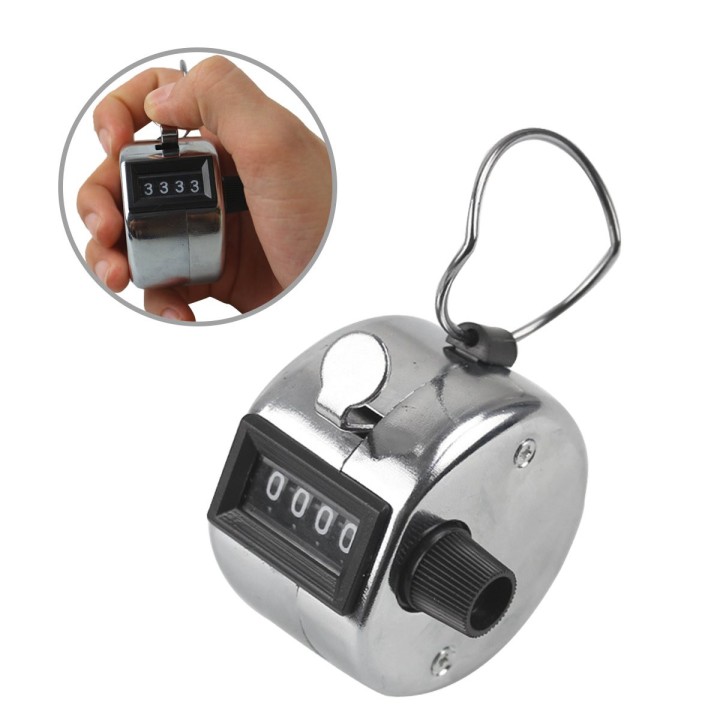 10 Chrome mechanical 4 digit counts 0-9999 hand held manual tally counter clicker golf jr international - 7