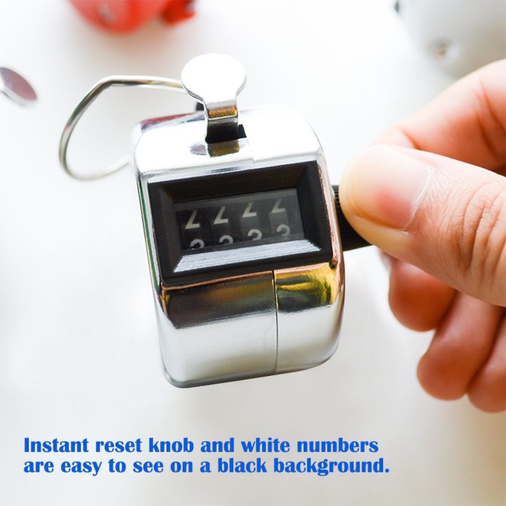 10 Chrome mechanical 4 digit counts 0-9999 hand held manual tally counter clicker golf jr international - 12