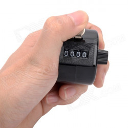 Black Heavy Duty Metal 4 Digit (0000 to 9999) Manual Handheld Tally Mechanical Click Counter/Tracker with Finger Ring, Resettabl