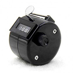 Black Heavy Duty Metal 4 Digit (0000 to 9999) Manual Handheld Tally Mechanical Click Counter/Tracker with Finger Ring, Resettabl