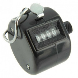 2 Black 4 digit number counts 0-9999 clicker golf hand held tally counter manual button click silverline - 3