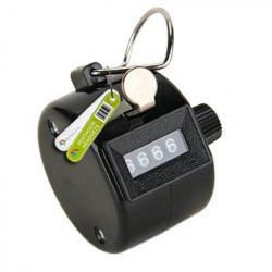 2 Black 4 digit number counts 0-9999 clicker golf hand held tally counter manual button click silverline - 15
