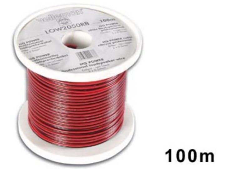 Cable altavoz rojo negro 2 x 0.50mm² 100m para sonorizacion publico velleman - 1