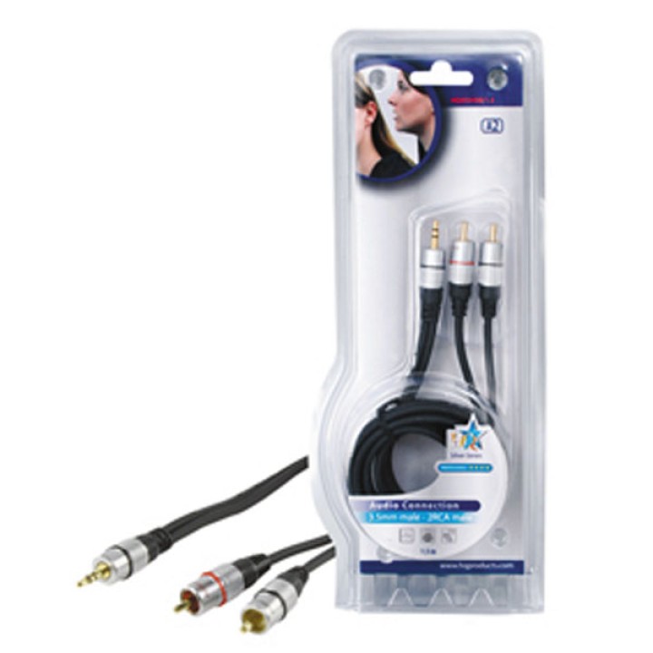 Cavo 1,5 m cavo audio jack stereo hq hqss3458/1.5 53,5 millimetri maschio a 2 rca dorato placcato hq - 1