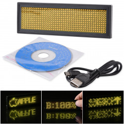 Mini Rechargeable yelow led Programmable Display Name Badge Scrolling With USB Programming, Different Languages, 8 Compatible jr