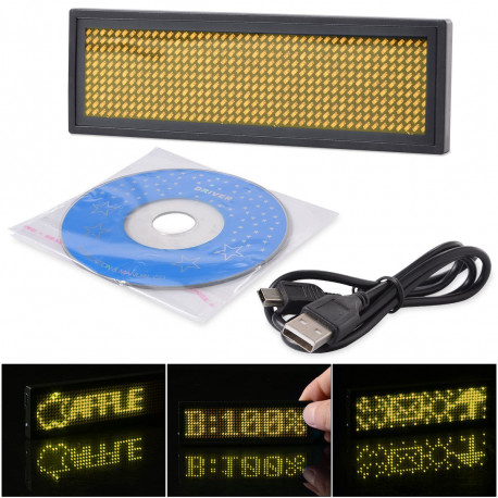 Mini recargable LED amarillo Display programable Insignia conocida de desplazamiento con la programación USB, diferentes idiomas