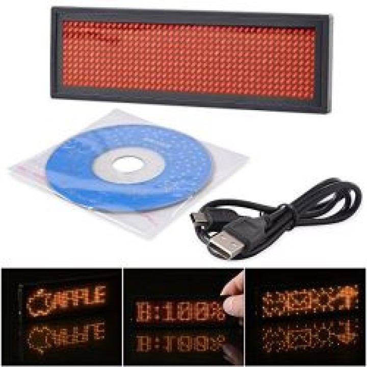 Mini ricaricabile display a led rossi programmabile nome distintivo Scrolling Con programmazione USB, lingue diverse, 8 compatib