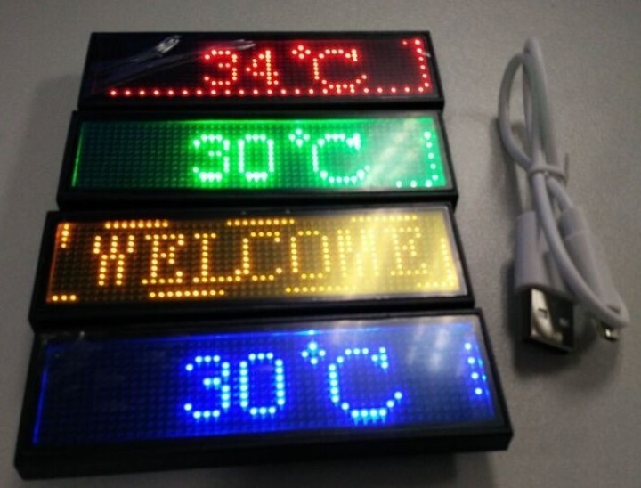 Mini ricaricabile display a led rossi programmabile nome distintivo Scrolling Con programmazione USB, lingue diverse, 8 compatib