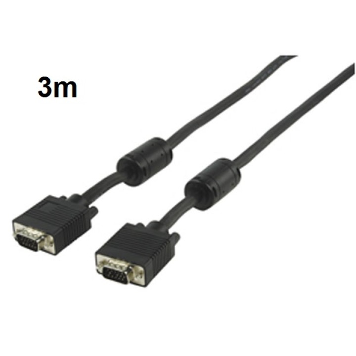 Highend vga monitorkabel mit ferritkern und doppelter schirmung 3 0m konig - 1