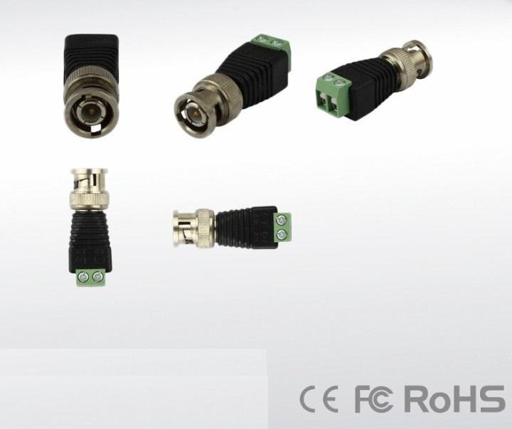 Mini Coaxial CAT5 a CCTV adaptador de conector BNC UTP Balun video BNC Plug para el sistema CCTV niceeshop - 11