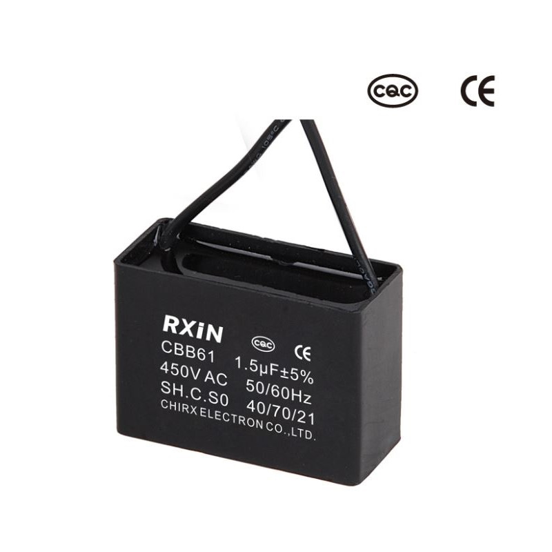 uxcell CBB61 Run Capacitor 450V AC 1uF 2 Cable Metallized Polypropylene Film Capacitors for Ceiling Fan 2pcs 