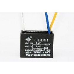 Condensateur De Ventilateur De Plafond Cbb61 1Uf + 2Uf 3 Fils 250 Vca