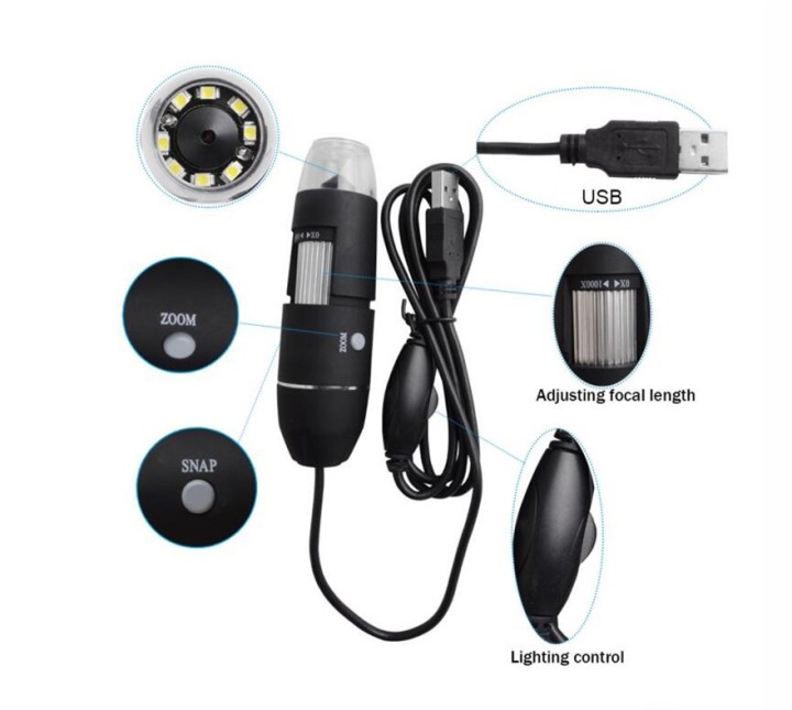 500X microscope électronique Zoom optique 8 LED USB Microscope Digital pour Science