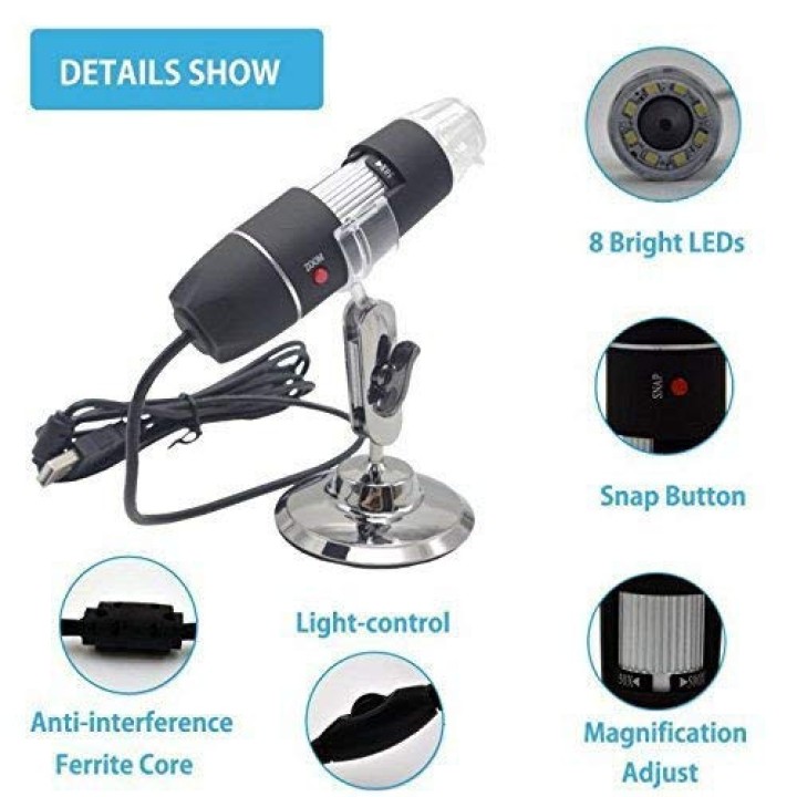 500X microscope électronique Zoom optique 8 LED USB Microscope Digital pour Science