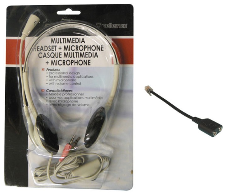 Phone hands free headset microphone dmpc + hsmta multimedia micro pc yahoo msn skype telephone socket jr international - 1