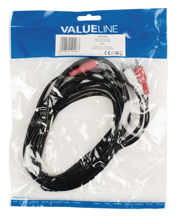 Audio cavo audio 2 rca maschio a 2 rca maschio cavo 5m cavo - 452/5 konig - 1