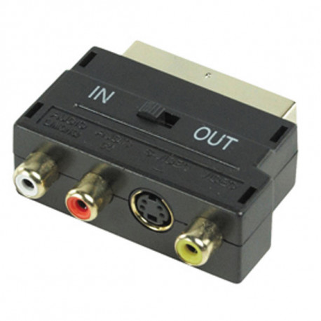 Scart-adapter männlich 21 pin rgb / 3 rca s-video-scart-av audio avb044 56g schalter tv in out konig - 1