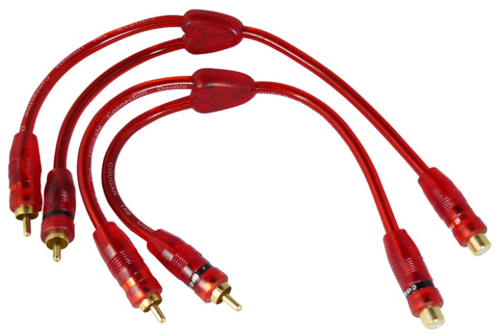 Lot von 2 schnüren cinch-buchse y 1/2 cinch-stecker cen - 1