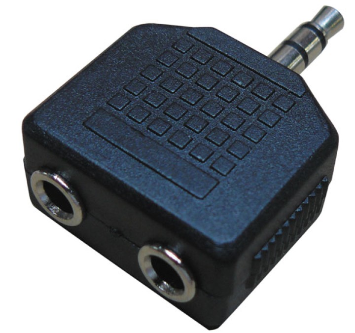 Adapter jack male right 3.5 stereo to 2 x jack female right 3.5 stereo cen - 3