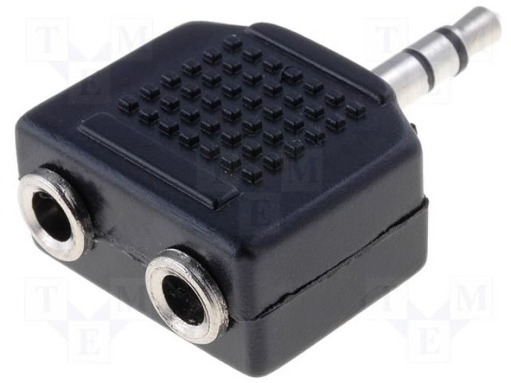 Ac-012 adaptador recto 3.5 conector estéreo jack de 2 x 3,5 stereo ley hembra jack cen - 2