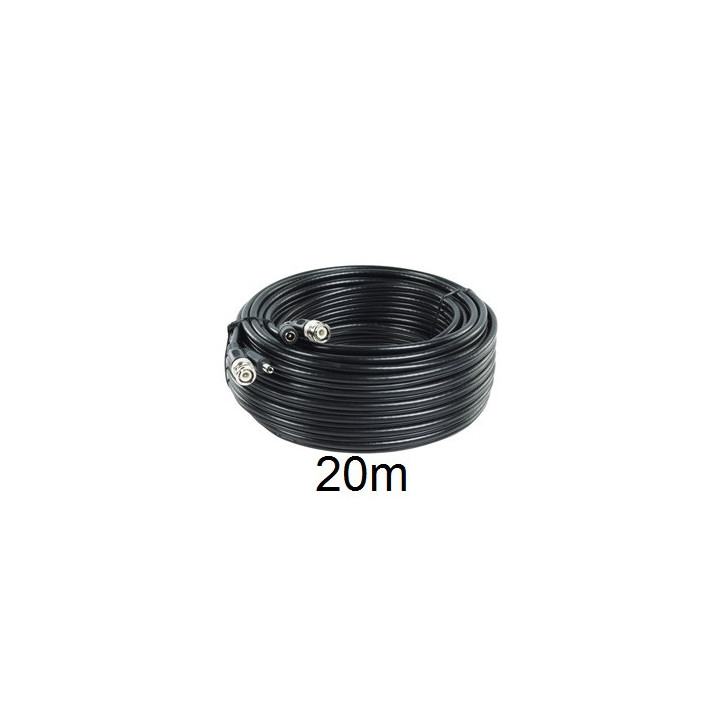 20 m security coax cable rg59 + dc power konig - 13