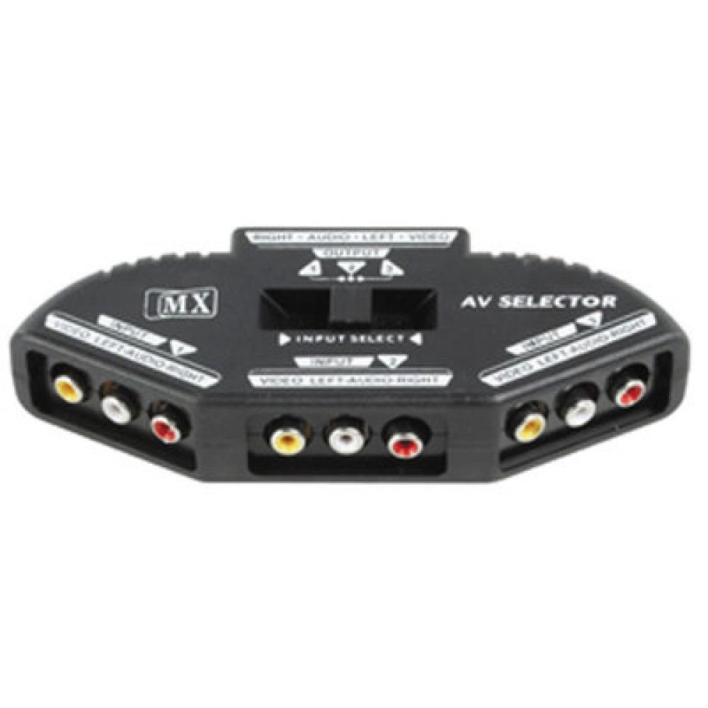 3 Way Audio Video AV RCA Switch Selector Splitter Box konig - 1