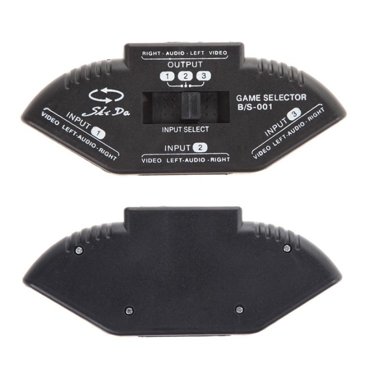 3 Way Audio Video AV RCA Switch Selector Splitter Box & Patch Cable for Connecting 3 RCA XBOX PS3 PS2 DVD Output Devices jr inte