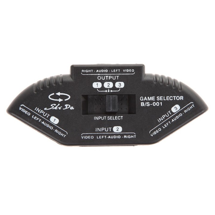 Conmutador audio video rca 3 vias acoplador 3 canales repartidor + cable 3rca jr international - 7