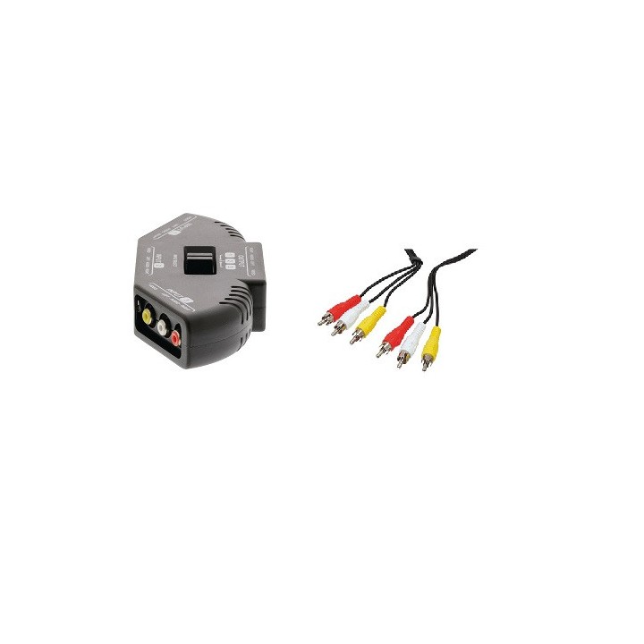 3 Way Audio Video AV RCA Switch Selector Splitter Box & Patch Cable for Connecting 3 RCA XBOX PS3 PS2 DVD Output Devices jr inte