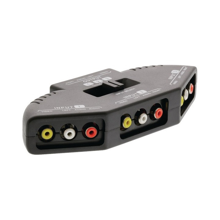 3 Way Audio Video AV RCA Switch Selector Splitter Box & Patch Cable for Connecting 3 RCA XBOX PS3 PS2 DVD Output Devices jr inte