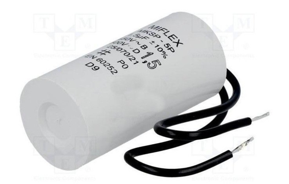 Condenser 1.5 micro farad 400v 450v 500v 50 60 hz universal motor starting condenser with terminal wire icar - 1