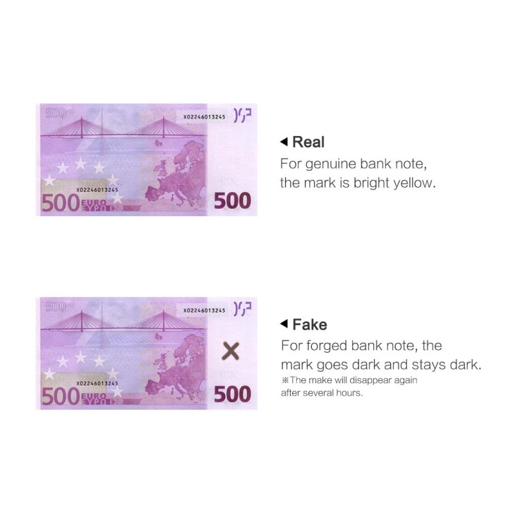 50 fieltro detector lápiz detector de billetes falsos de detección de usd 14 euro moneda jr international - 4