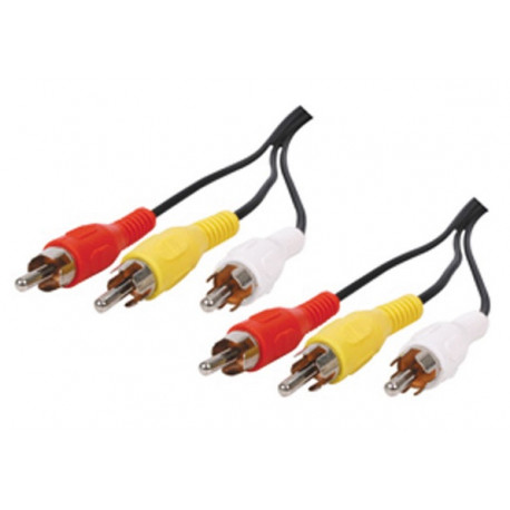 Audio video kabel cable-521/10 3 cinch-stecker auf 3 cinch- stecker-kabel  10m kameraüberwachung