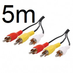 Audio -video-kabel 3 cinch- stecker auf 3 cinch- stecker-kabel , 521/5 kabel 5m kameraüberwachung konig konig - 1