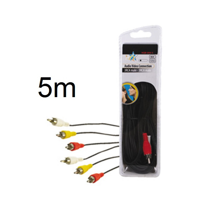 Audio video cable 3 rca macho a 3 rca macho 5 m hq hqb 004 5 patch konig cable konig - 1