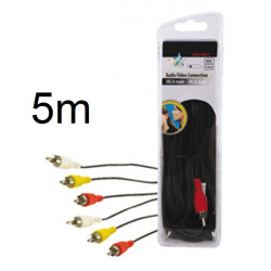 Audio -video-kabel 3 cinch- stecker auf 3 cinch- stecker 5 m hq hqb 004 5 patchkabel konig konig - 1