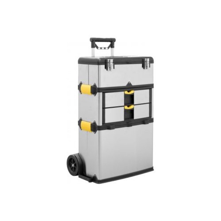 Otba4 un metallo servo strumenti con ruote 3 scomparti stoccaggio sicuro in acciaio inox velleman - 1