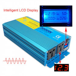 pure sine wave power inverter 3000 w dc 12 v bis 220 v ac camping boat converter lcd-anzeige 2 ac out eclats antivols - 1