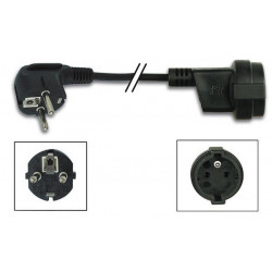 Extension cord black l1 5m euro 90° french fem plug 3g1 5 velleman - 1