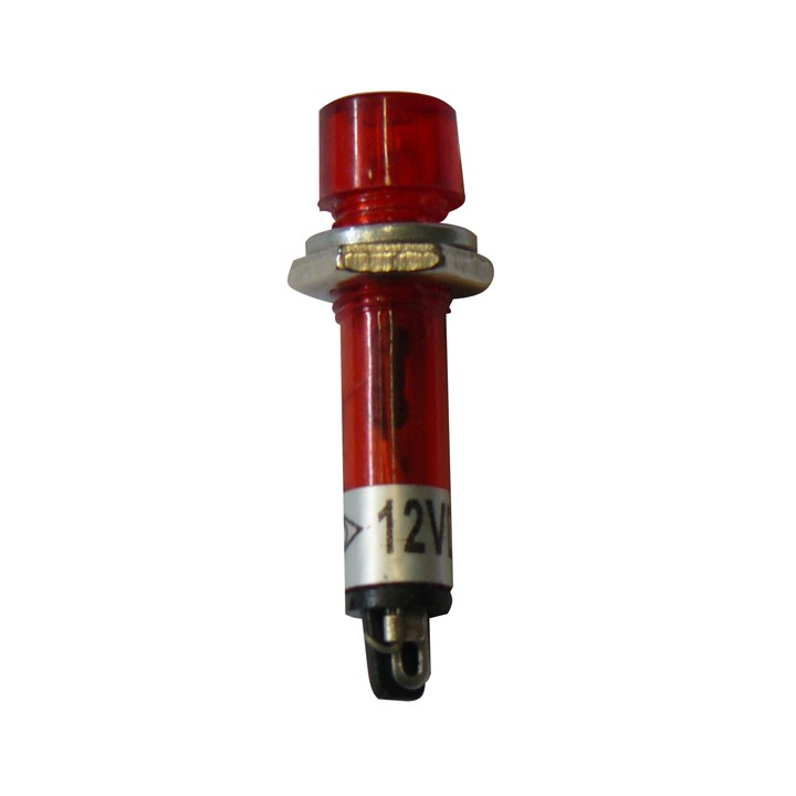 Red led indicator light 12v miniature 7mm hole diameter plastic body jr international - 1