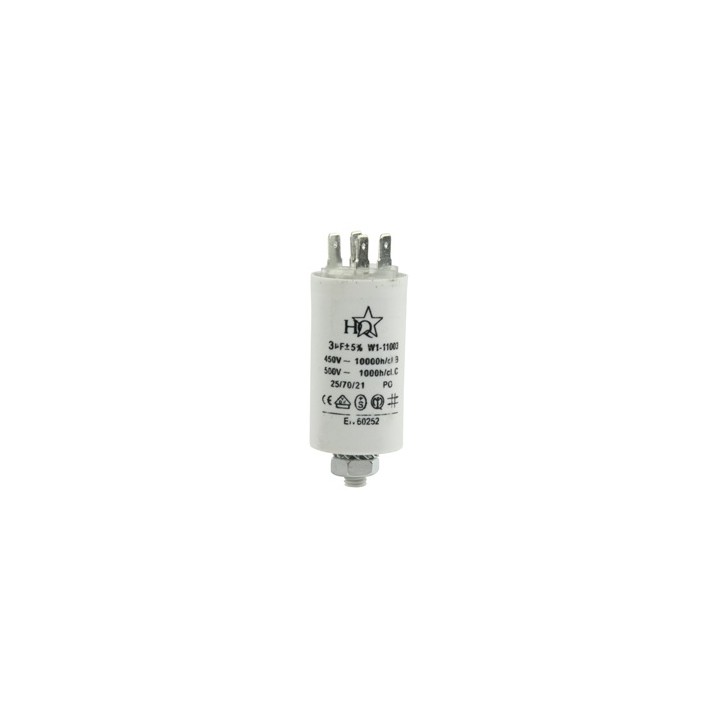 Condensador 3 mf micro farad 450v 50 60 hz condensador de arranque motor universal a borne w1 11003 divers marques - 1