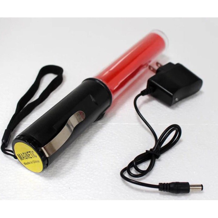 Baton lumineux led rouge + batterie rechargeable + chargeur 220v 5v support magnetique